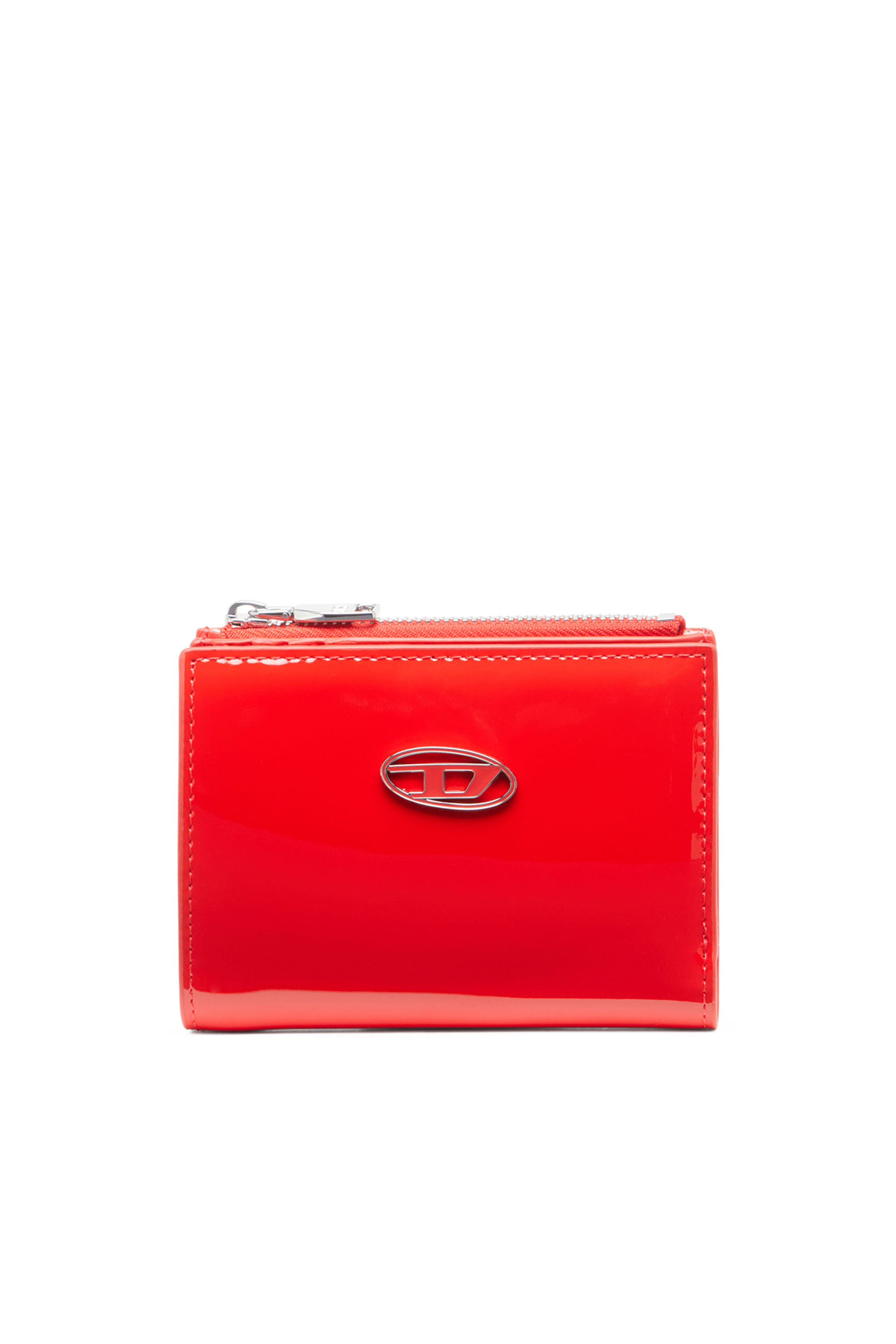 Diesel - PLAY BI-FOLD ZIP II, Damen Kleines Portemonnaie aus glänzendem Leder in Rot - 1