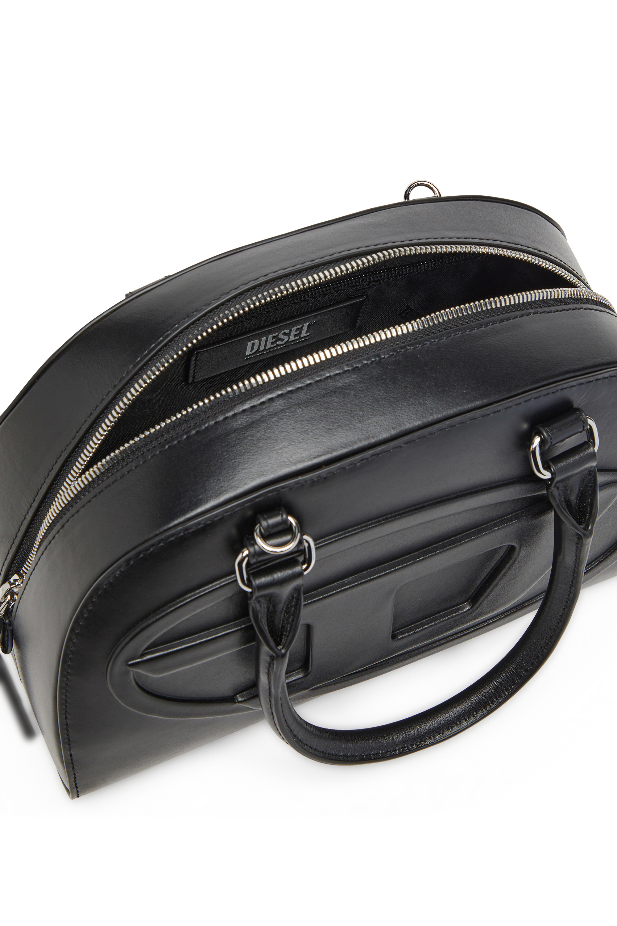 Diesel - 1DR DOME TOP HANDLE, Damen 1DR Dome-Bowling-Tasche aus Leder in Schwarz - 4